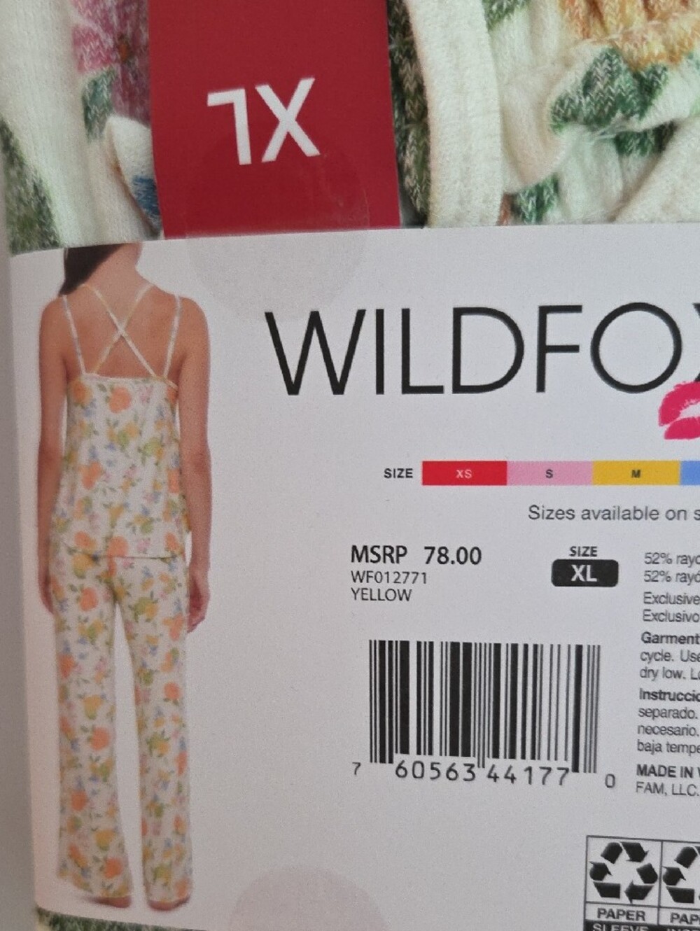 WILDFOX White Multi Floral & Citrus Tank and Pant Pajama Set NWT XL - Picture 3 of 6